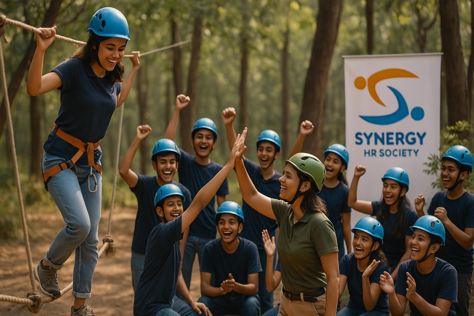 Student on an outdoor adventure activity, part of experiential learning